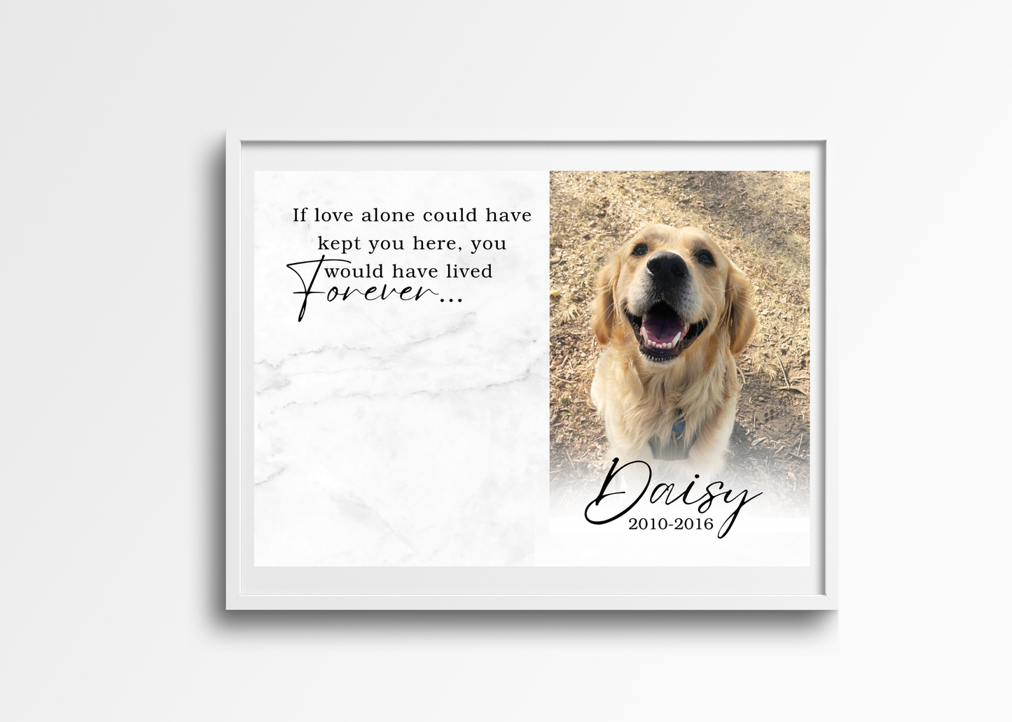 Personalized memorial photo frame with picture