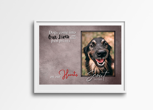 Personalized memorial photo frame with picture and tribute